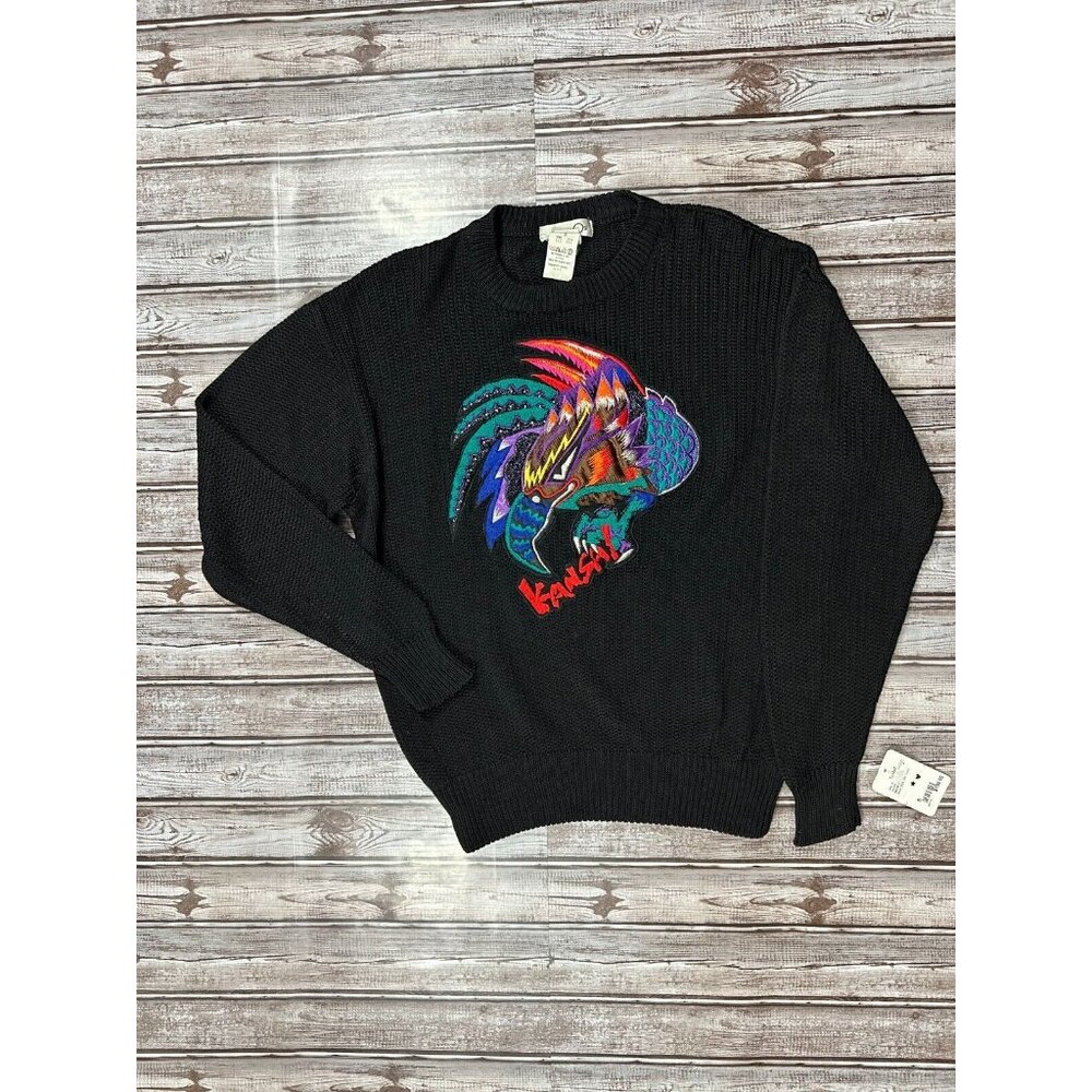 Kansai Yamamoto O2 Knit sweater eagle embroidered sz S NWT 100% silk  Y2K
